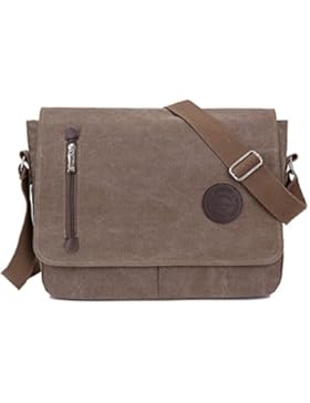 Messenger Bag OMOUP Unisex Vintage Canvas Schultertasche Umhängetasche Herren für 14 Zoll Laptop