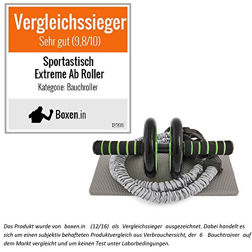 VERGLEICHSSIEGER: Innovativer Premium Bauchtrainer „Extreme Ab Roller“ von Sportastisch :: 2 hochwertige Widerstandsbänder ermöglichen anpassbare Unterstützung beim Bauchtraining :: Maximale Belastbarkeit: 150kg :: Doppel-Rollen für stabile und sichere Benutzung :: Knieauflage garantiert maximalen Komfort :: schnell aufgebaut ohne Schrauben :: perfekt für Bauchtraining zu Hause, auch auf Parkett :: kostenloser BONUS: eBook „Bauchtraining“ :: inklusive 3 Jahren Sportastisch Produktgarantie - 2