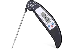 CHUANKETIE Digital Meat Thermometers Probe Food Thermometer High Accuracy Foldable Long Food Probe Cooking Thermometer for Kitchen,Black