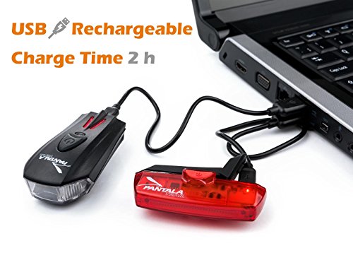 Fahrradbeleuchtung, per USB aufladbar – LED Fahrradlicht Set 400 LM XPG CREE Scheinwerfer vorn und hinten, 100 LM 30 COB LED Rückleuchte – Intelligente Sensoren – Einfache Installation – Wasserdicht - 6