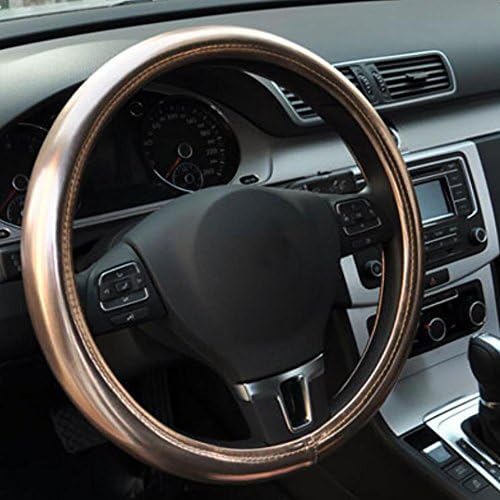 CHES Steering Wheel Cover Plain Effect Protector for Women Men Car Interior Multiple Colour Universal Fit 38cm , gold