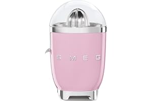 ‎SMEG Smeg, Elektrische Zitruspresse CJF11PKEU, tropfsicherer Auslauf und Universalkegel, rutschfeste Stellfüße, Filtersieb und Presskegel aus Edelstahl, 70 W, Rose