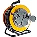 Produktbild 10 METER PROFI KABELTROMMEL IP44 spezial Gummikabel H07RN-F 3x1,5mm² Industrie- und Baustellentrommel für den Außenbereich bis 3500 WATT / 230V MIT SCHUKOSTECKER und 4 SCHUKO STECKDOSEN MIT STAHLROHRGESTELL Trommelkörper Kabelaufroller Kabelrolle 230V Kunststoff BG Kabelabroller bis 3500 WATT Haspel Stromkabelhaspel als Stromverteiler für die Baustelle Industrie Hobby Stromkabel Kabel Verlängerungskabel 10m