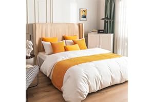Morbuy Bed Runners Holland Velvet, Scarf Bedspread Bedroom Scarves Home Decoration Bed Scarf Hotel Luxury Protection for Bed Cover Single Double King Size (Yellow,45X210cm for 150cm bed)