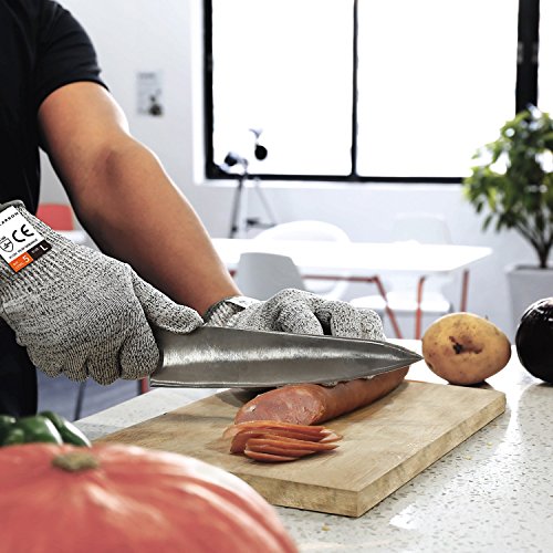 Schnittschutzhandschuhe – MYCARBON Schnittfeste Küchehandschuhe Handschuhe Schnittschutzklasse 5 EN 388 CE für Küche Baustelle Gartenbau Schutzhandschuhe Einsatzhandschuhe (S) - 2