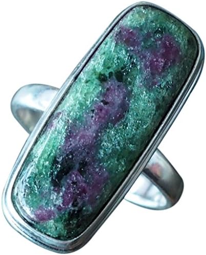 CZgem 39ct Nature Ruby Zoisite 925 Sterling Silver Ring Handmade Women's Jewelry Band Ring Size 8.75
