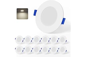 ‎LESELUX Leselux 12er Set LED Spots 230V, 4W 370LM Einbaustrahler LED Flach 4000K Neutralweiß, 65-85mm Lochmaß, 25mm Ultra Flach Deckenspots, IP44 Spots Deckenleuchte Flach für Badezimmer Küche Wohnzimmer
