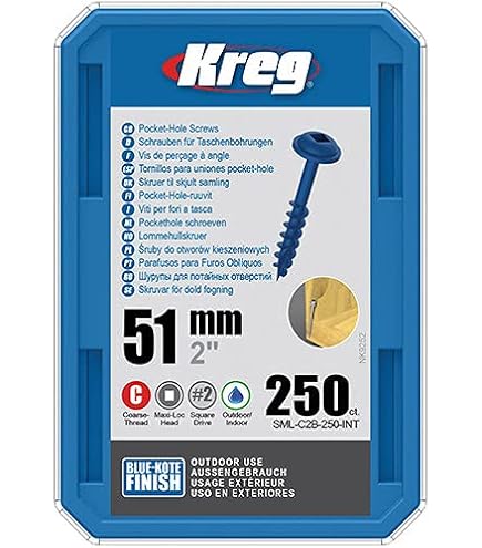 Tornillos De Bolsillo Kreg Blue-Kote 2.5'' - 50 Unidades, Cabeza
