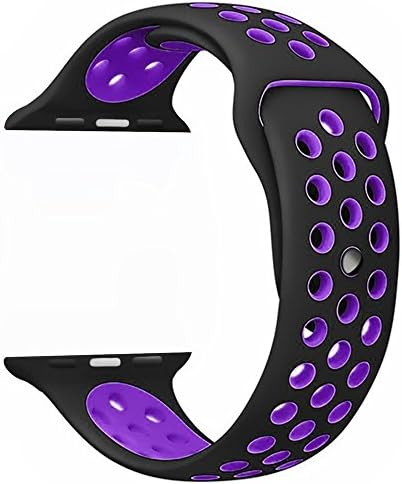 Noya Apple Watch Band Nike+ Series 1 Series 2 Series 3, Soft Silicone Replacement Sport Wristband Wrist Strap for iWatch Nike Sport Band M/L (38mm, Black|Purple)