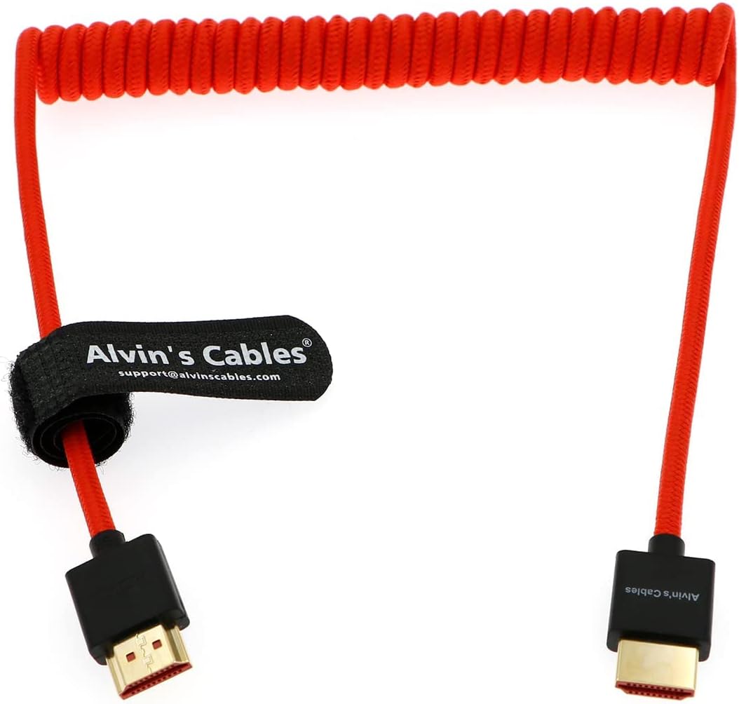 Alvin’s Cables 8K 2.1 Full HDMI Braided Coiled-Cable for Atomos Ninja-V 4K-60P Record from Z-CAM for Canon-C70, for Sony A7S3,A9,A74(18 to 28 Inch)