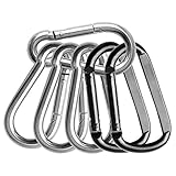 El paquete incluye 4 mosquetones de acero inoxidable de 3-3 / 16 "(8 cm) y 2 mosquetones de anilla D de hierro negro de 3-3 / 16" (8 cm)