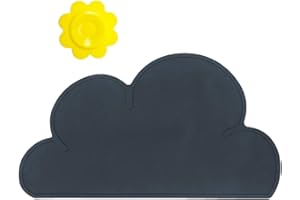 BITEYI Salvamantel,Silicona Mantel Mat Mantel Individual Estera de Tabla para Bebé y Niño,Forma de Nube,Lavable,Antideslizante (Negro)