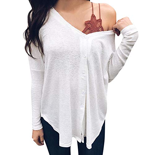 ESAILQ Women Button Long Sleeve Sweater Pullover Blouse Short Shirts Sweatshirt Tops for Women Sexy Dress Coats Clothes Ladies Clothes Cardigans for Women Womens Clothing