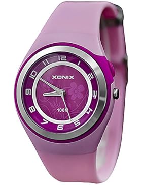 Bezaubernde Damen XONIX Armbanduhr WR100m nickelfrei Licht Blumenmuster, PI/4
