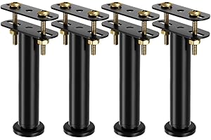 LUPATDY Lot de 4 Pieds de Lit Réglables en Hauteur de 18 à 32 cm - Kit de Renforcement pour Barre Centrale et Sommier à Lattes - Pieds de Support Robustes pour Cadre de Lit(Noir)