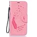 Samsung Galaxy S7 Edge Strap Lanyard Case,Samsung Galaxy S7 Edge Flip Leather Case,Herzzer BookStyle Elegant Synthetic [Feather Pattern] Folio Wallet Case Shell Holster Credit Card Slots Holder Stand Function Magnet Closure Anti-Drops Dustproof Protective Shell Phone Case Mobile Cover Protect Skin for Samsung Galaxy S7 Edge + 1 x Pink Cellphone Kickstand + 1 x Pink Stylus Pen - Pink