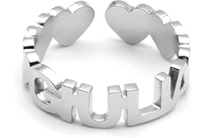 Colours & Beauty Anello Donna Regolabile Personalizzato con Nome In Acciaio | Gioielli con Nome | Anelli Donna Regolabili In Acciaio | Fedine Con Nome