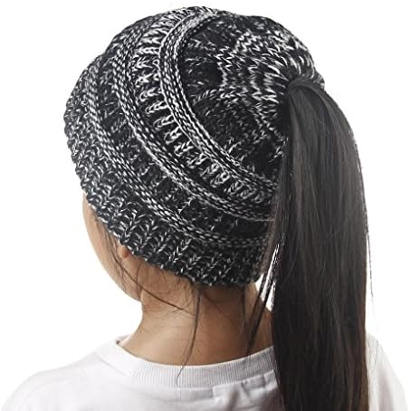 ZJENE Children Knitted Crochet Hat Fleece Lined Cable Faux Fur Beanie Winter Warm Slouchy Cap (Multicolor)