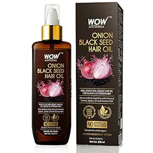 WOW Skin Science Onion Hair Oil for Hair Growth and Hair Fall Control - With Black Seed Oil Extracts - No Mineral Oil, Silicones & Synthetic Fragrance - 200 ml