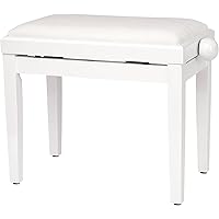Classic Cantabile Pianobank Weiß-Hochglanz (Höhenverstellbar von 47-56cm, Spindelmechanik, Sitzfläche 55 x 32cm, weißer Velou