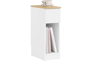SoBuy Mesita de Noche Estrecha con cajón y Estante Mesa Auxiliar mesilla de Noche para Dormitorio y Sala de Estar Blanco Ancho 35 x Profundidad 20 x Alto 60 cm FBT111-W
