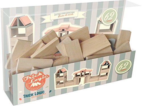 Gate set, 62 wooden blocks, manual game, kit to build the wall, the gate and 2 towers