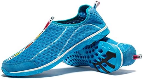 Daillor Men &amp; Women's Breathable Mesh Running Sneakers Outdoosr Slip-on Beach Aqua Shoes (45 EU 10 UK Men, Blue/white)