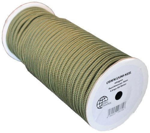 Inet-Trades GmbH 60 M Esterno - Bundeswehr - Scopo Generale Cordino Corda Verde Oliva 5mm/7mm/9mm - Verde Oliva, 5 mm