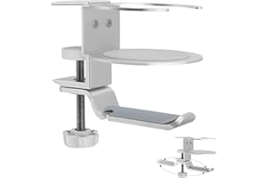 LINGSFIRE Supporto per Cuffie Rotazione a 360° Supporto per Cuffie da Gioco in Alluminio per PC Sotto la Supporto per Bicchieri e Gancio per Cuffie con Organizzatore di Cavi Gancio Morsetto (Dargento)