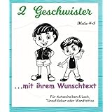 NEU Aufkleber/Sticker *** 2 GESCHWISTER - Brüder mit Wunschtext*** (Motiv 4-5) Größen.- und Farbauswahl - für Auto, Kinderzimmer - Wände,Türen, Autoscheiben/Lack uvm