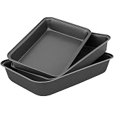 Set of 3 Non-Stick Carbon Steel Baking Trays &ndash; Uniform Cooking and Easy Cleaning &ndash; Ideal for Roasting Meat, Vegetables and La