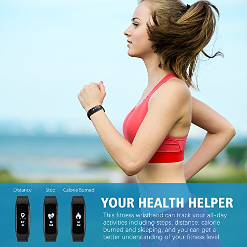 Mpow Smart Fitness Armband,Bluetooth 4.0 Sport Schrittzähler Aktivitätstracker Kalorienzähler Schlaftracker mit Gesundheit und Aktivität Überwachung für Android und iOS Smartphones - 3