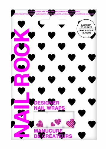 Nail Rock Nail Rock Multicoloured Hearts on White Nail Wraps