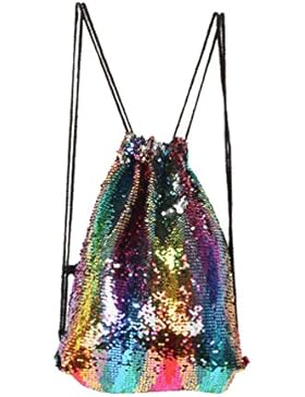 Yuanu Meerjungfrau Kordelzug Sports Dance Outdoor Rucksack Tasche Reversible Glitzer Pailletten Doppelte Farbe...