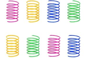 AIMICOCA 60 Stück für Katzen und Kätzchen Katzenspielzeug mit Federn, Kunststoff-Spiralfedern Schlagen Spielen (zufällige Farbe)