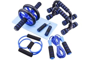 AERLANG 7-IN-1 Ab Roller Wheel Set With, 2 Push-up Bars, Resistance Band, Skipping Rope, Hand Grip And Knee Pad, Fitness Workout At Home Gym, Multi-functional Sports Equipment Father's Day Gifts