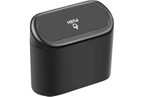 ETELIAR Auto Mülleimer mit Deckel, Kleiner Mülleinmer, Tragbarer Mülleimer, Desktop-Mülleimer für Autos Zuhause Büro & Draussen (Schwarz)