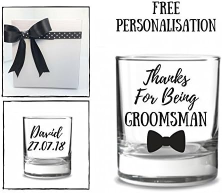 Groomsmen whiskey glass, personalised best man gifts for wedding, 1 x pint glass with option to personalise and change wording FREE of charge.