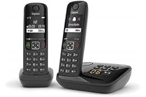 Gigaset AS690A Duo - Téléphone fixe sans fil avec répondeur - 2 combinés - Noir [Version Française]