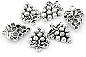 SiAura Material ® - 5X Weintraube Anhänger Charm Antik Silber