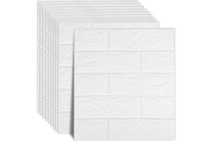 RAY-VELOCITY Panneaux Muraux en Briques 3D Peel and Stick Papier Peint Adhesif Mural Mousse PE Imperméable Autocollantes Murales pour Cuisine, Salon, Chambre à Coucher, Buanderie (Blanc, 36 Pièce)
