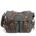 Produktbild MojiDecor Vintage Umhängetasche Retro Schultertasche Messenger Tasche Aktentasche Reisetasche Handtaschen für Damen Herren aus Canvas und Leder (Dunkel Grau)
