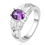 fashion 925 de plata de ley joyería morado zircon anillo estilo elegant...