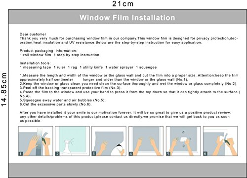 Schönes Leben* Glasdekorfolie Fensterfolie Sichtschutzfolie Selbstklebend Milchglasfolie Fensteraufkleber Fenster Aufkleber Ohne Klebe 90×200 cm (Streifen) - 6