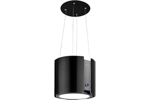 ‎KLARSTEIN Klarstein Skyfall Smart Dunstabzugshaube - freihängede Abzugshaube, Dunstabzugshaube Umluft/Abluft, App- und Gestensteuerung, 45 x 42 cm (ØxB), 402 m³/h, 200 W, 3 Stufen, LED-Beleuchtung, schwarz