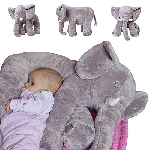 TE-Trend Elefant Kuscheltier zum Einschlafen Baby Kleinkind Plüschelefant aus flauschigem Plüsch 68 cm grau lila blau rosa