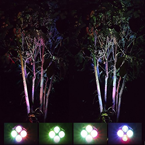 ZEEFO Solarleuchten LED Spot Leuchte Solar Gartenleuchten Außenwandleuchte 180 ° einstellbar Wandleuchte Wasserdicht Sicherheit Nachtlichter für Landschaftsbeleuchtung , Auffahrt, Rasen, Spazierweg, Garten, Terrasse, Ground (Colorful LED) - 6