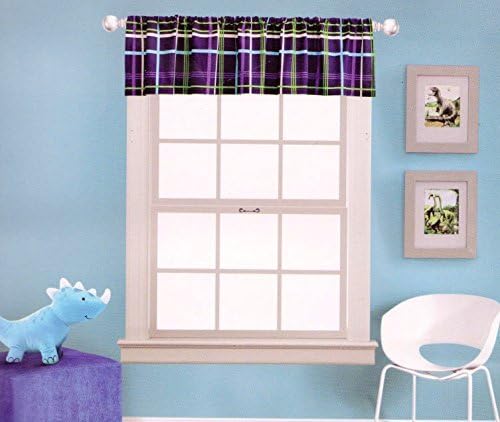 Kas Kids Dino Blue Plaid Window Valance - by Kas Kids Australia