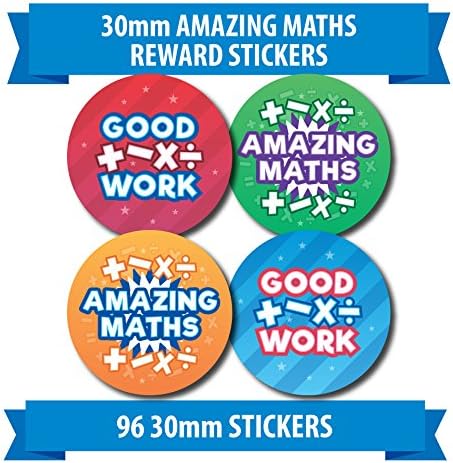 96 30mm "AMAZING MATHS" school reward stickers numbers