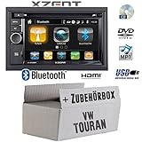 Baujahr: 2003 - 2015 Autoradio Radio Xzent X-202BT MkII  2-DIN Bluetooth DVD CD USB HDMI Touch Bildschirm PKW - Einbauzubehör - Einbauset für VW Touran - JUST SOUND best choice for caraudio